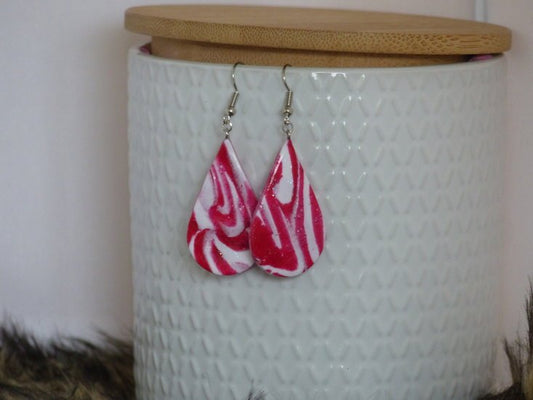 Handmade druppel oorbellen - Candy cane swirl - Medase