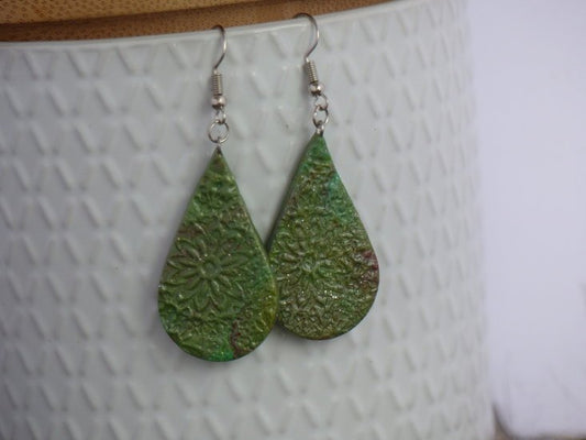 Handmade druppel oorbellen - Light forest green - Medase