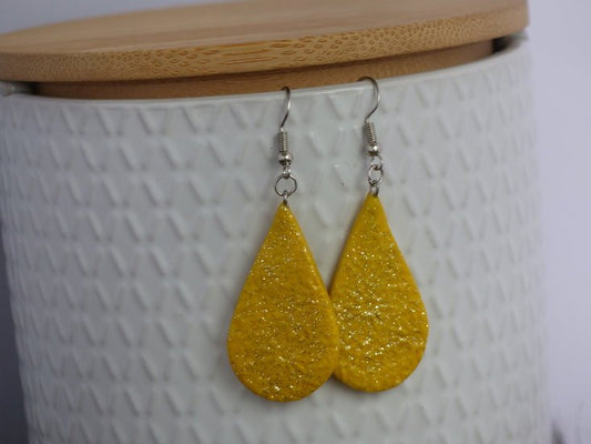 Handmade druppel oorbellen - Sparkling yellow - Medase