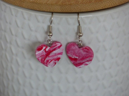 Handmade hartjes oorbellen - Candy cane swirl - Medase