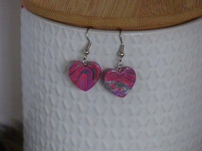 Handmade hartjes oorbellen - Pink Party mix - Medase