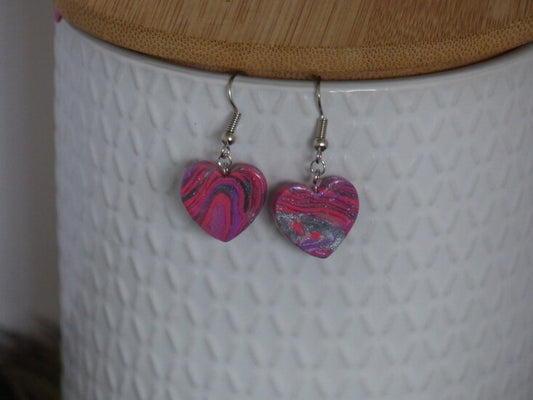 Handmade hartjes oorbellen - Pink Party mix - Medase
