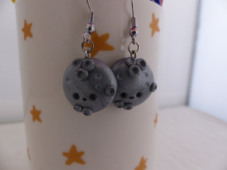 Handmade moon oorbellen - zilverkleurig - Medase