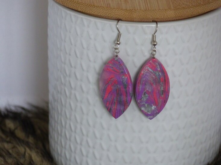Handmade ovalen oorbellen - Pink Party mix - Medase