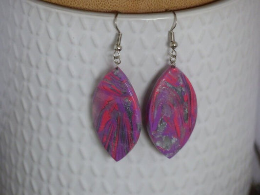 Handmade ovalen oorbellen - Pink Party mix - Medase