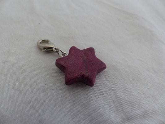 Handmade ster bedel - metallic roze - Medase