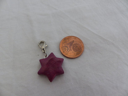 Handmade ster bedel - metallic roze - Medase