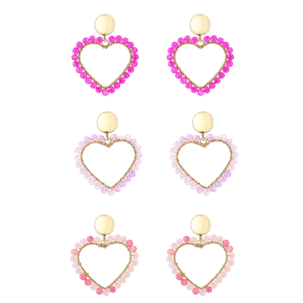 Hart Oorbellen met Kraaltjes - Statement Earrings 4cm - Div kleuren - Medase