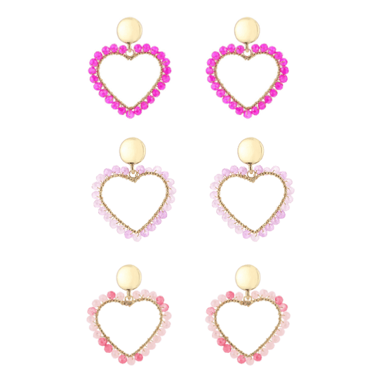 Hart Oorbellen met Kraaltjes - Statement Earrings 4cm - Div kleuren - Medase