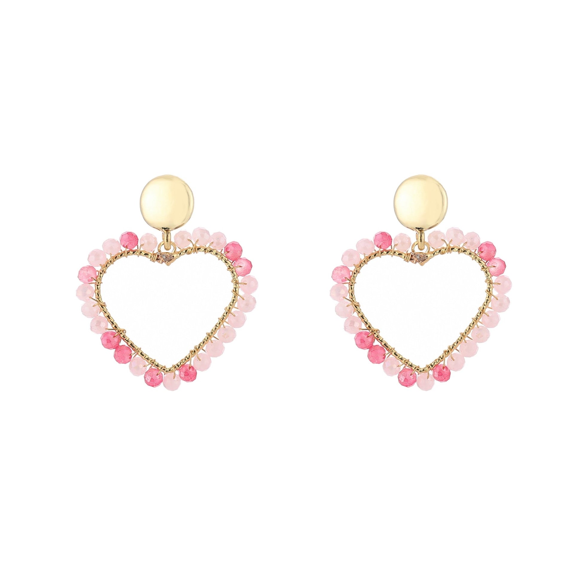 Hart Oorbellen met Kraaltjes - Statement Earrings 4cm - Div kleuren - Medase