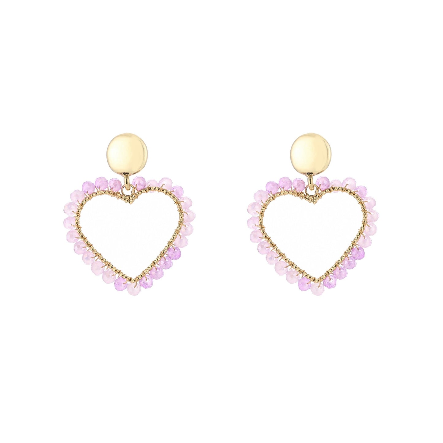 Hart Oorbellen met Kraaltjes - Statement Earrings 4cm - Div kleuren - Medase