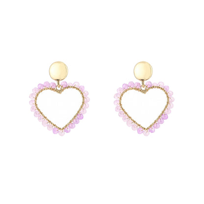 Hart Oorbellen met Kraaltjes - Statement Earrings 4cm - Div kleuren - Medase