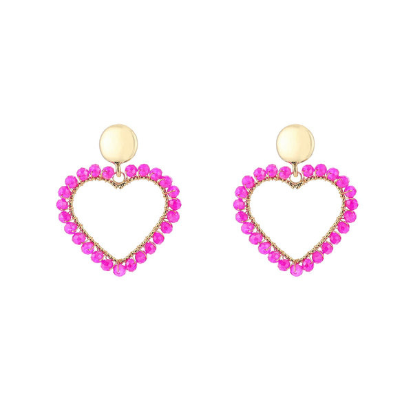 Hart Oorbellen met Kraaltjes - Statement Earrings 4cm - Div kleuren - Medase
