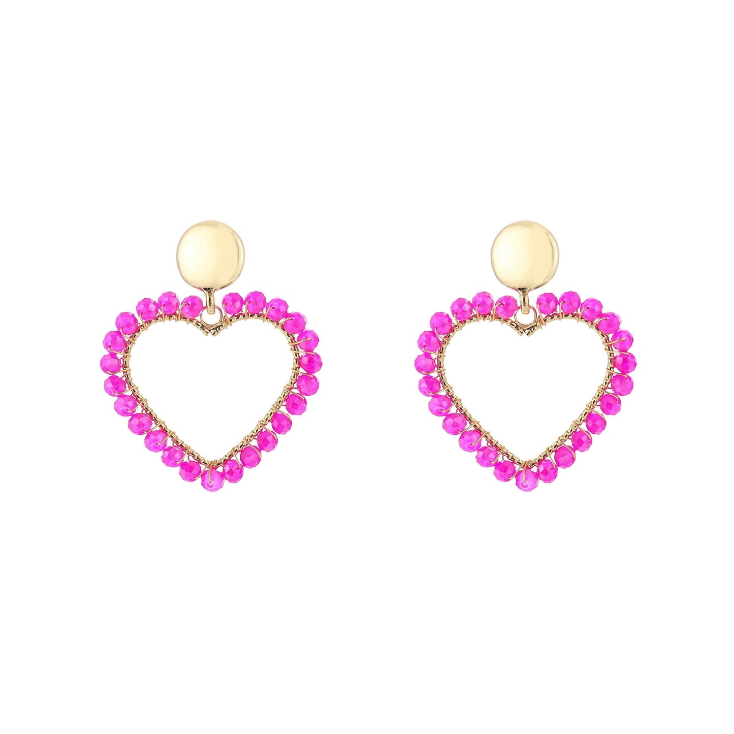 Hart Oorbellen met Kraaltjes - Statement Earrings 4cm - Div kleuren - Medase