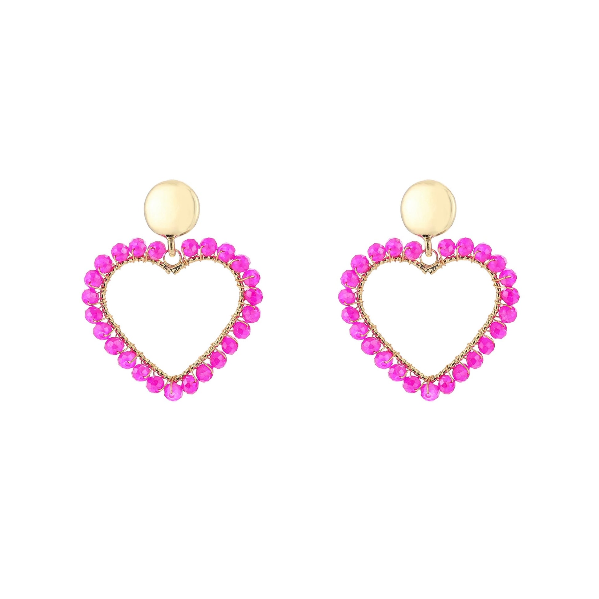 Hart Oorbellen met Kraaltjes - Statement Earrings 4cm - Div kleuren - Medase