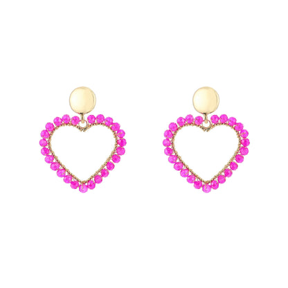 Hart Oorbellen met Kraaltjes - Statement Earrings 4cm - Div kleuren - Medase