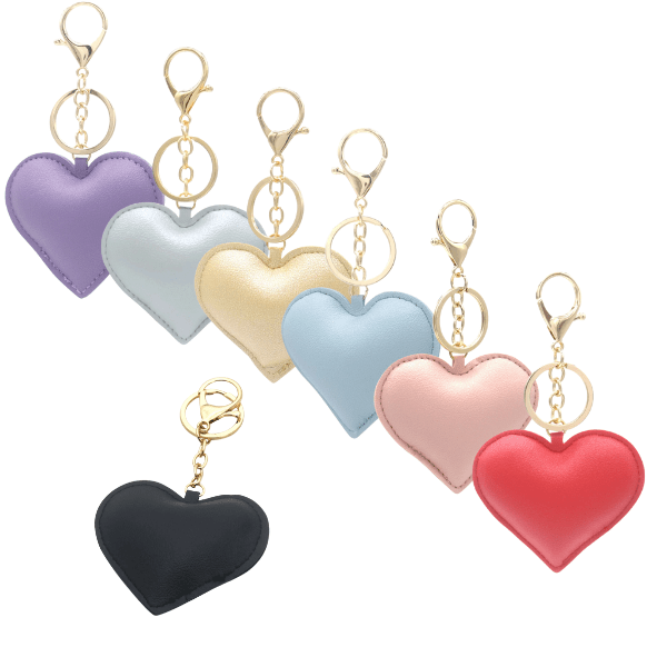 Hart Sleutelhanger Kunstleer - Tas Hanger met Ring - Div kleuren - Medase