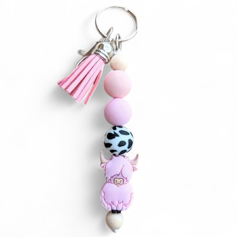 Highland cow sleutelhanger - Roze - Medase