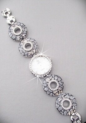 Horloge met strass - grijs/zwart/zilver - Medase