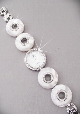 Horloge met strass - wit/zilver - Medase