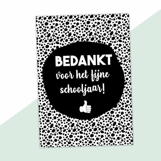 Kaart 'Bedankt fijne schooljaar' zwart/wit - Medase