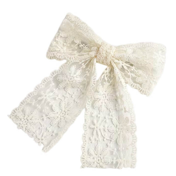 Kanten haarspeld grote strik 17x17cm wit bloemen patroon elegant romantisch