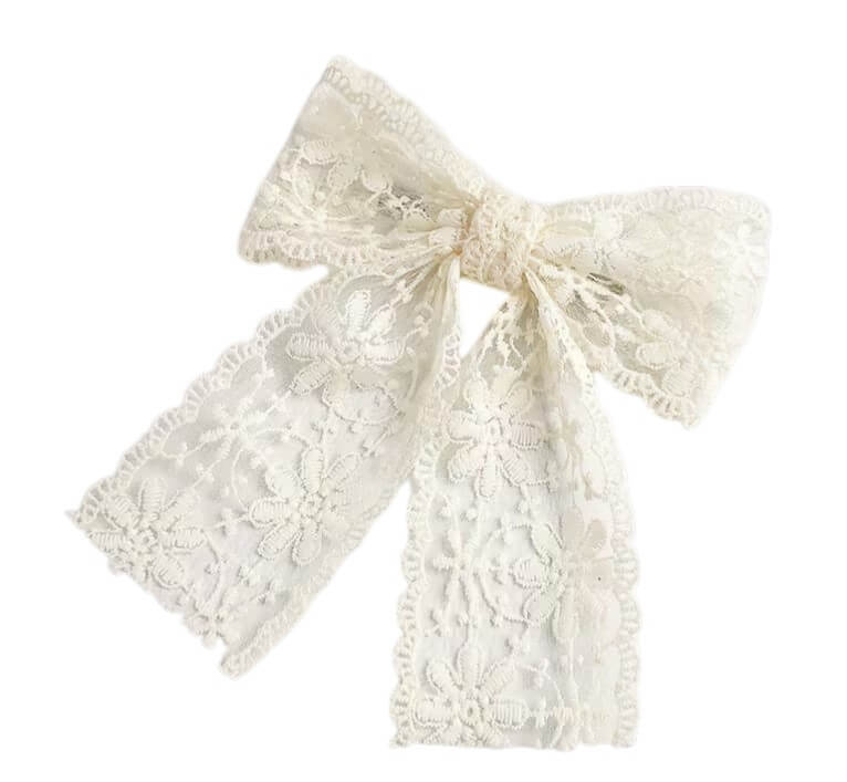 Kanten haarspeld grote strik 17x17cm wit bloemen patroon elegant romantisch