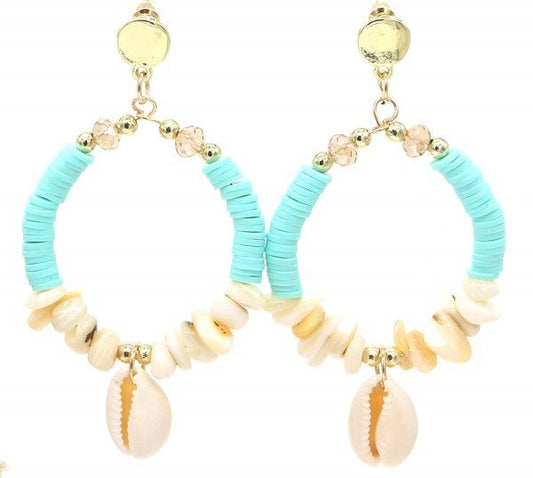 Katsuki oorbellen schelp - Blauw/goud - Medase