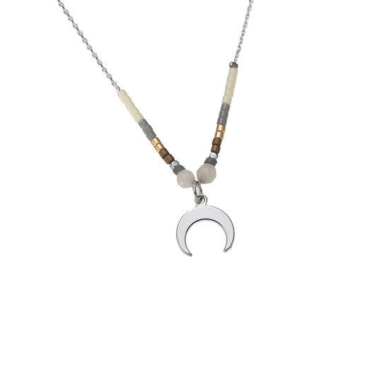 Ketting beaded moon - Grijs - Medase