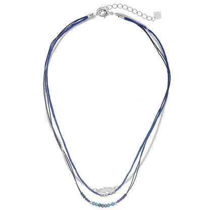 Ketting beads/feather - Blauw/Zilver - Medase