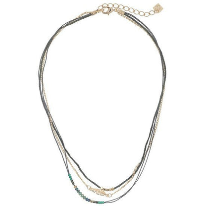 Ketting beads/feather - Groen/Goud - Medase