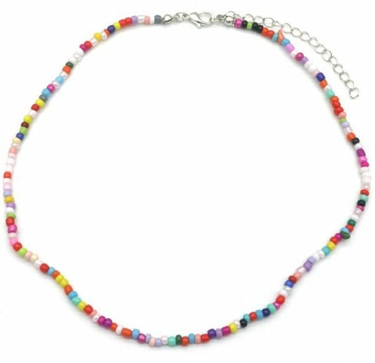 Ketting glass beads - multi/zilver - Medase