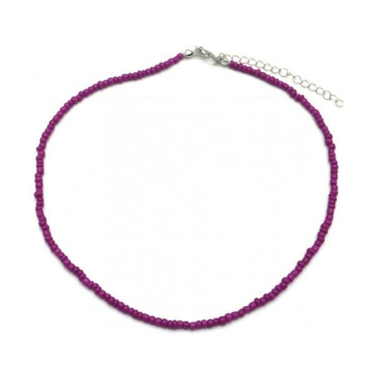 Ketting glass beads - Paars/zilver - Medase