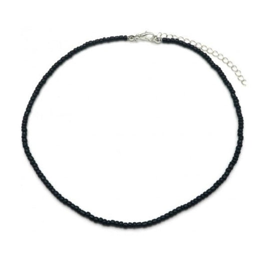 Ketting glass beads - Zwart/zilver - Medase