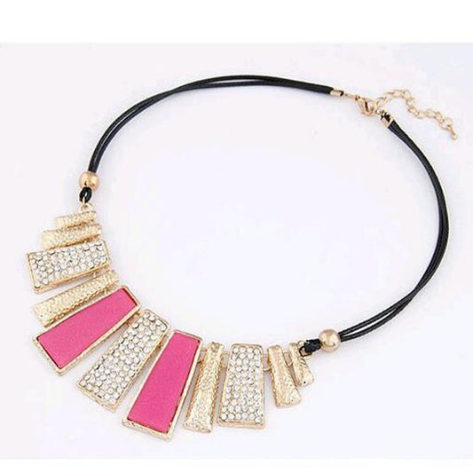 Ketting goud/roze met strass - Medase