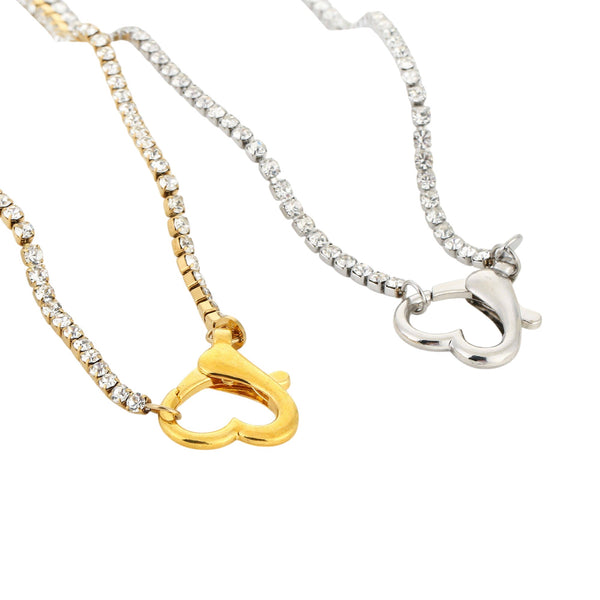 Ketting met hartsluiting goudkleurig en zilverkleurig - detail