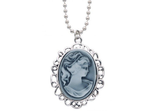 Ketting met camee - ZIlver/grijs - Medase