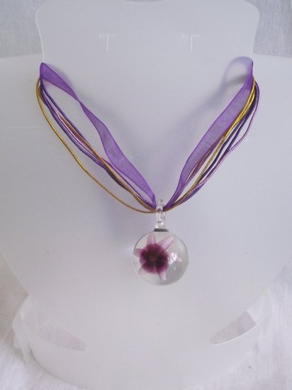 Ketting met glashanger - Paars - Medase