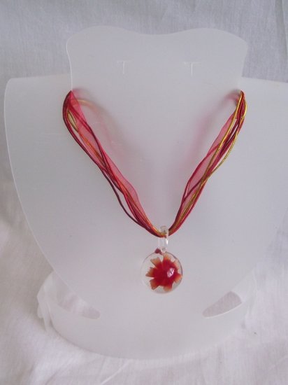 Ketting met glashanger - Rood - Medase