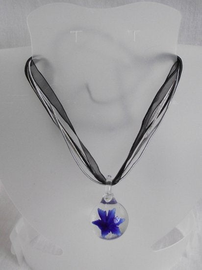Ketting met glashanger - zwart - Medase