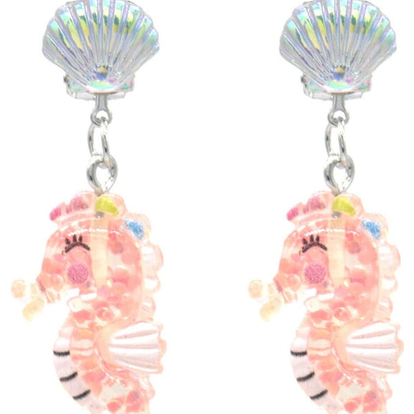 Kinder oorclips – Zeepaardje met schelp – 4 cm - Medase