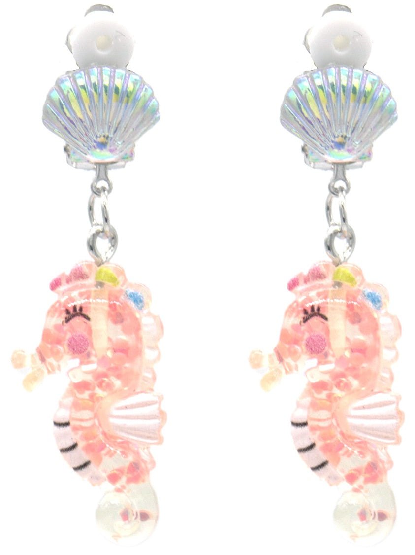 Kinder oorclips – Zeepaardje met schelp – 4 cm - Medase