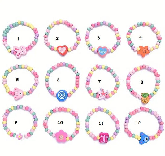 Kinderarmbandjes Houten Kralen – Elastisch – 12 Designs - Medase
