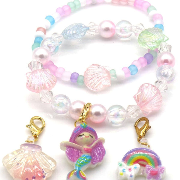 Kinderarmbandjes Set - 2 Armbanden met 3 Bedels - Div kleuren - Medase