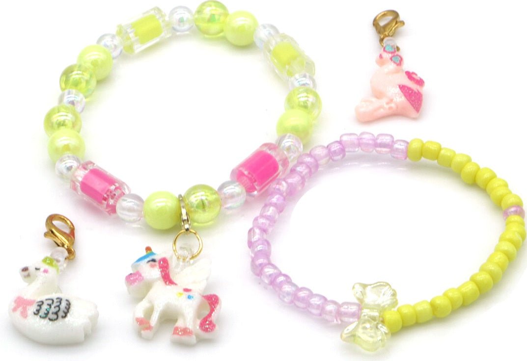 Kinderarmbandjes Set - 2 Armbanden met 3 Bedels - Div kleuren - Medase