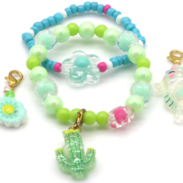 Kinderarmbandjes Set - 2 Armbanden met 3 Bedels - Div kleuren - Medase