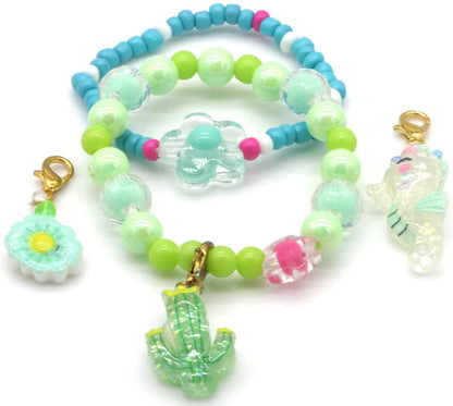 Kinderarmbandjes Set - 2 Armbanden met 3 Bedels - Div kleuren - Medase