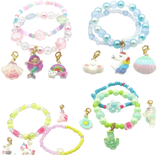 Kinderarmbandjes Set - 2 Armbanden met 3 Bedels - Div kleuren - Medase