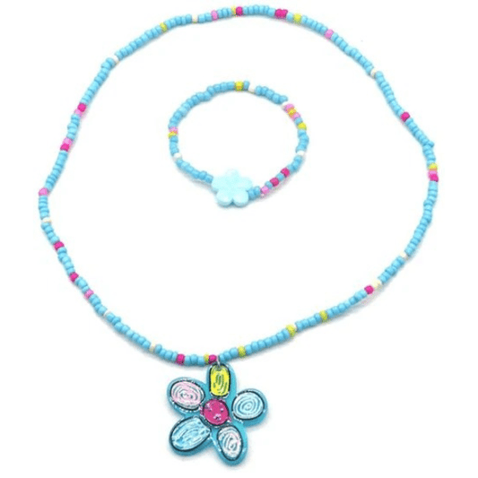 Kindersieraden set bloem blauw - Medase