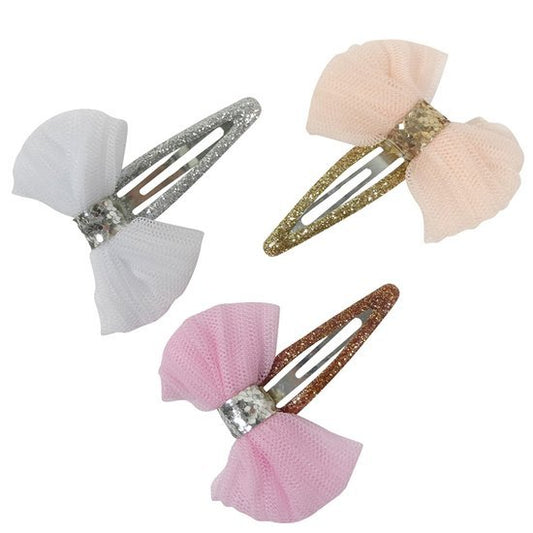 Klik klak speldjes glitter met strik - Medase